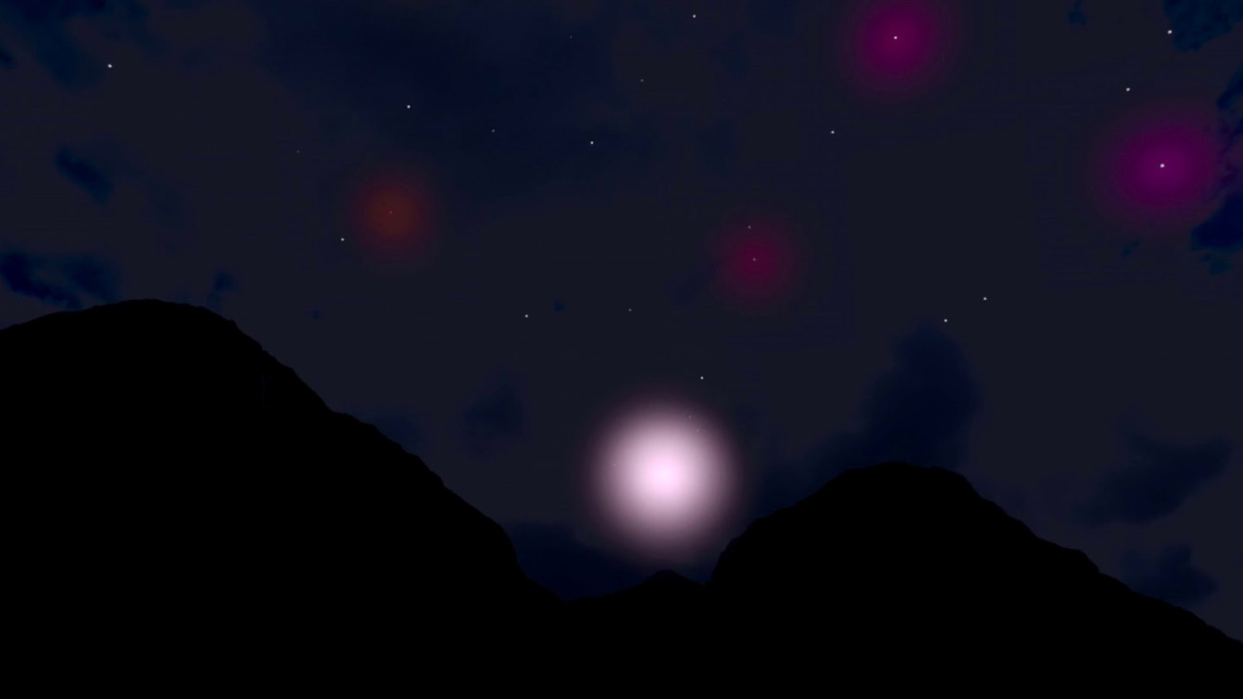 Night sky with glowing biofeedback stars in VR